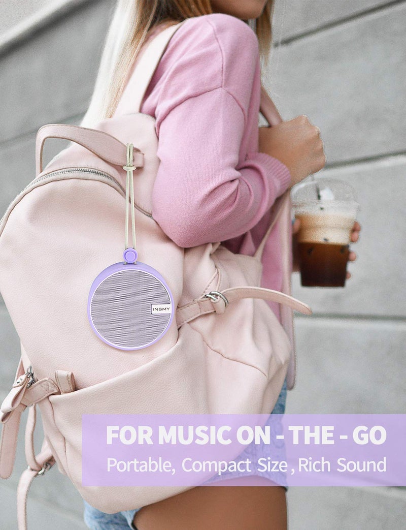 INSMY C12 IPX7 Waterproof Shower Bluetooth Speaker, Portable Small Speaker, Speakers Bluetooth Wireless Loud Clear Sound Support TF Card Suction Cup for Kayak Canoe Beach Gift (Purple) - Image 4